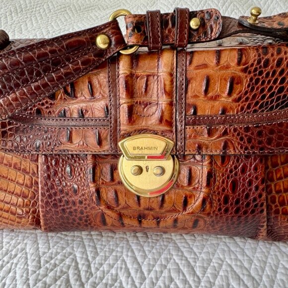 Brahmin Brown Caramel Crocodile Shoulder Bag - Picture 2 of 15